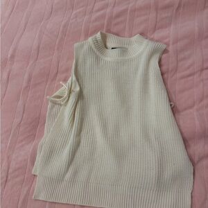 SHEIN Ivory Ribbed Knit Top